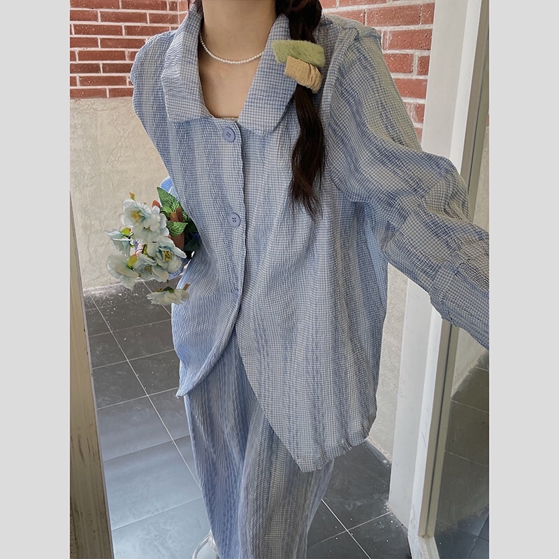 Set áo sơ mi + chân váy dài vintage phong cách hàn quốc siêu xinh