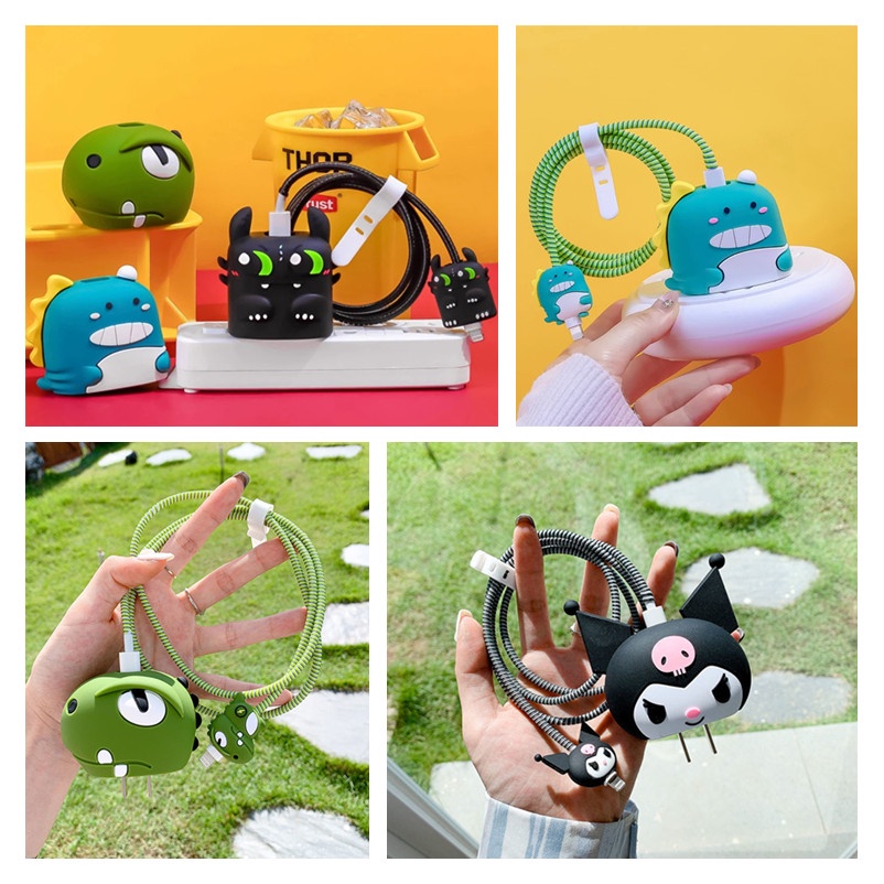 Phụ Kiện Bảo Vệ Đầu Dây Cáp Sạc Nhanh 18W 20W Hình Hoạt Hình Dễ Thương