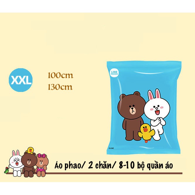 Túi Hút Chân Không LINE FRIENDS Bảo Quản Quần Áo/ Chăn Mền Tiện Lợi H163