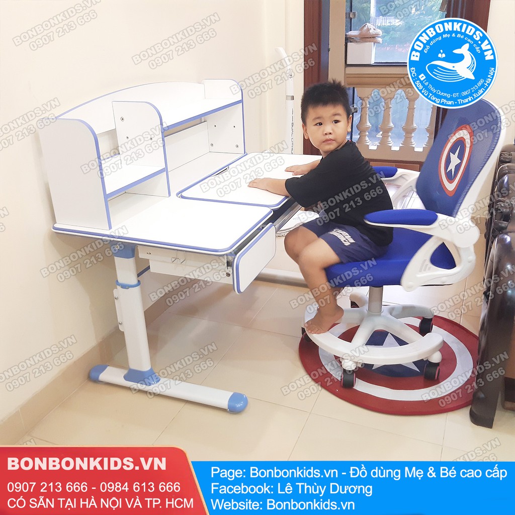 Bàn học sinh chống gù cận kèm giá sách, Bàn học Hàn Quốc Newber Luxury G600 cao cấp | BigBuy360 - bigbuy360.vn