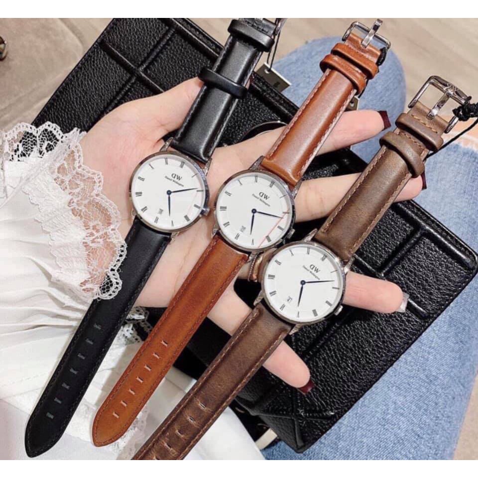 Đồng hồ Dây Da ĐEN D/W đủ màu đủ size cho nam nữ | BigBuy360 - bigbuy360.vn