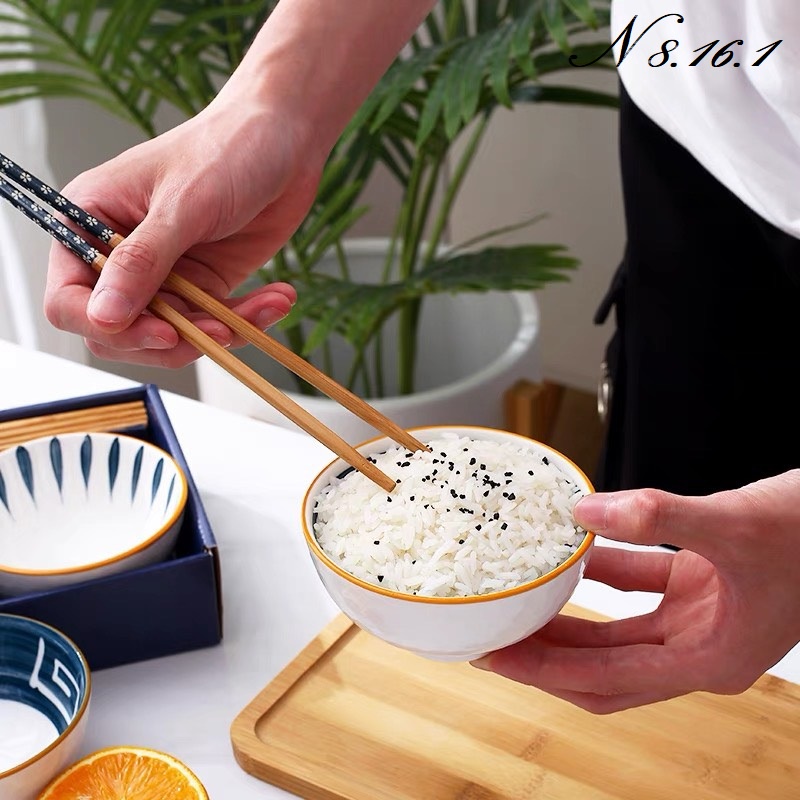 Chén Cơm / Bát Cơm / Bát đĩa Nhật, bát cơm Nhật bộ 6 chiếc , bát ăn cơm Nhật Bản họa tiết trong lòng 8.16.1