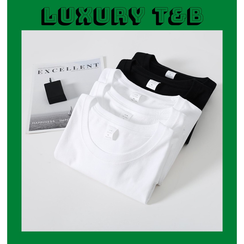 Áo Thun Trơn Trắng Đen Cao Cấp Cổ Tròn Đẹp Vải Thun Lạnh Dày Không Phai Màu Sùi Chỉ
