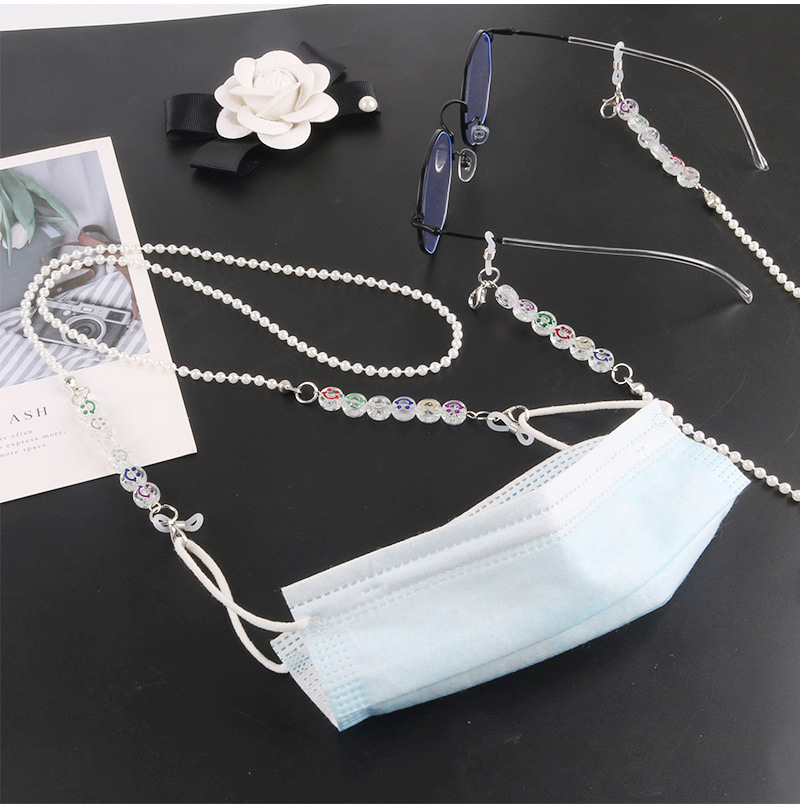 Dây đeo mắt kính / khẩu trang bằng acrylic trong suốt hình mặt cười đáng yêu thời trang
