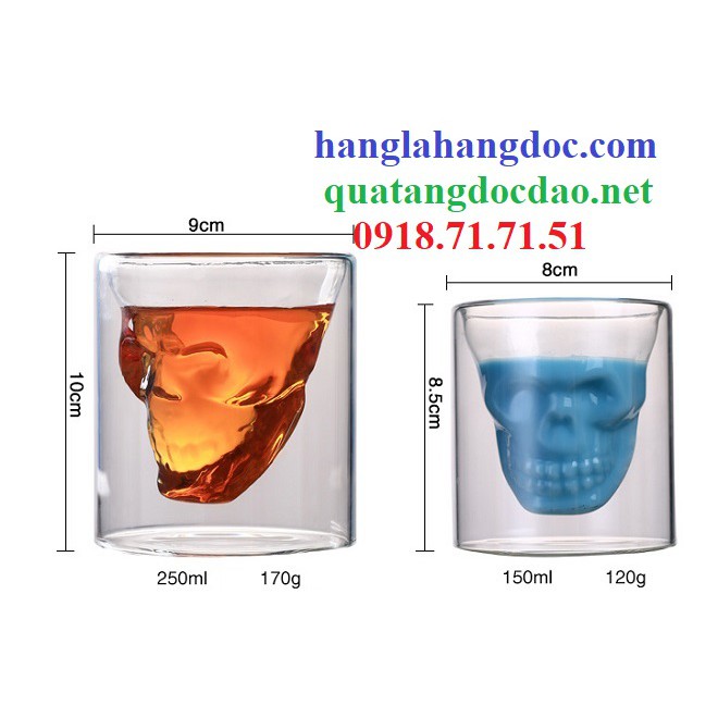 Ly rượu đầu lâu uống bia rượu cá tính (250ml)