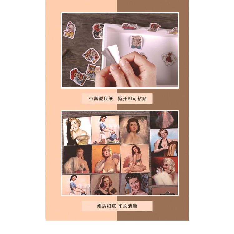 Hộp 46 tấm hình dán, sticker cổ điển loạn thế giai nhân