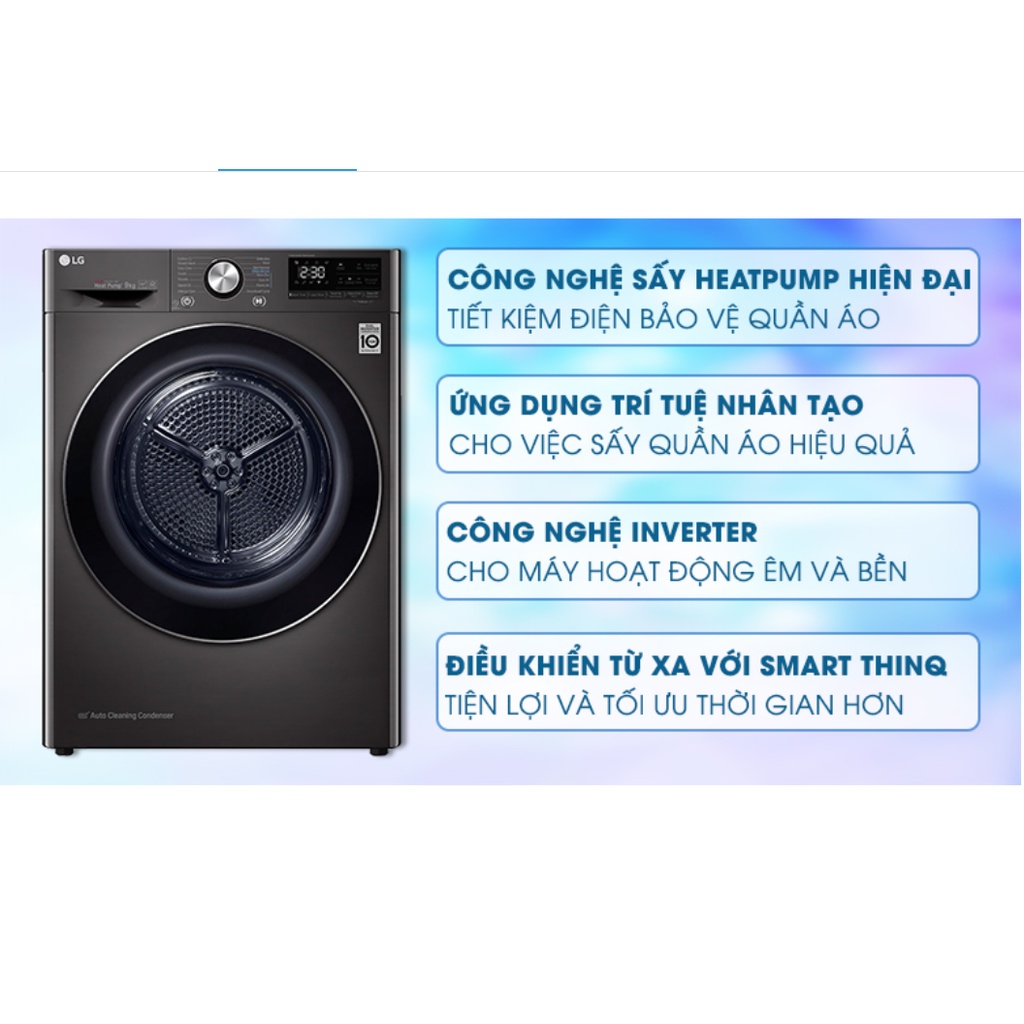 Máy sấy bơm nhiệt LG 9 Kg DVHP09B