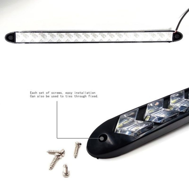 Cặp đèn led daylight 9-12 led tích hợp xi nhan đuổi cho xe ô tô