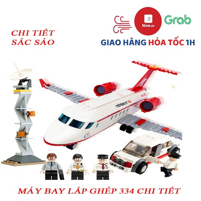 Bộ đồ chơi lắp ráp máy bay vận tải hành khách 334 chi tiết gồm phi công, radar và các chi tiết khác