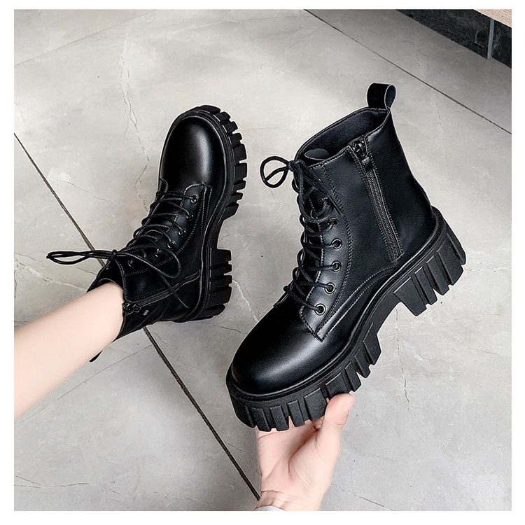 [CÓ SẴN] Boot ulzzang cao cổ 10cmcm buộc dây kéo khóa đế cao 5.5cm màu đen/trắng cá tính đẹp mới xinh thời trang | BigBuy360 - bigbuy360.vn