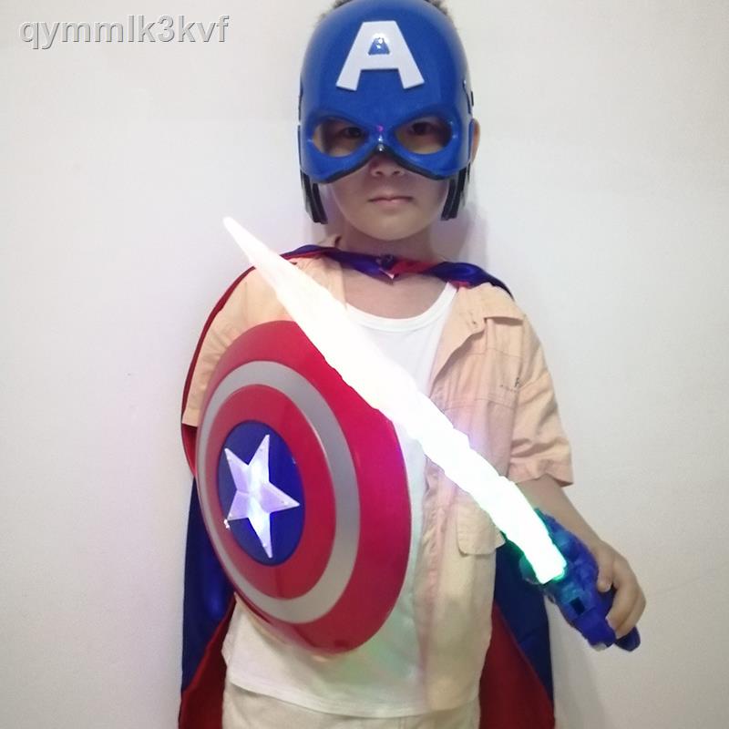 ✔Captain America Khiên Mặt Nạ Phát Sáng Bộ Vũ Khí Thanh Kiếm Laser Đạo Cụ Áo Choàng Kỳ Nghỉ Show Đồ Chơi