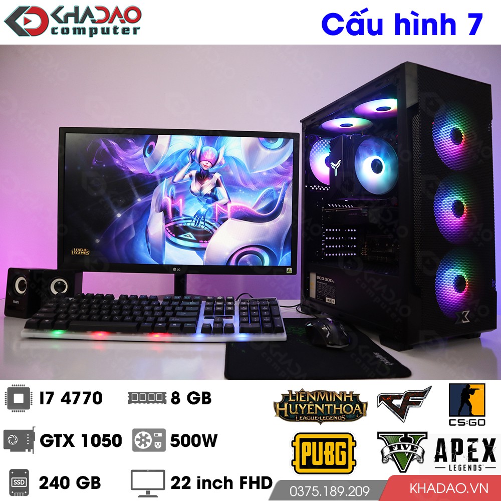 [1 ĐỔI 1] Bộ máy tính chơi game Liên Minh, Đột Kích, CSGO, Fifa 4, PUBG, GTA 5 | Core I3-5-7, BH 36 tháng