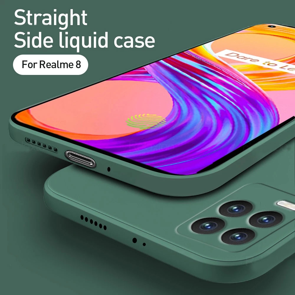 Ốp điện thoại silicon nhám cạnh vuông chống nước cho Realme 8 7 6 5 X7 Pro 7i Q Narzo 20 Pro 4G 5G 2022