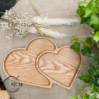 Khay gỗ hình trái tim đôi MỘC AN Decor