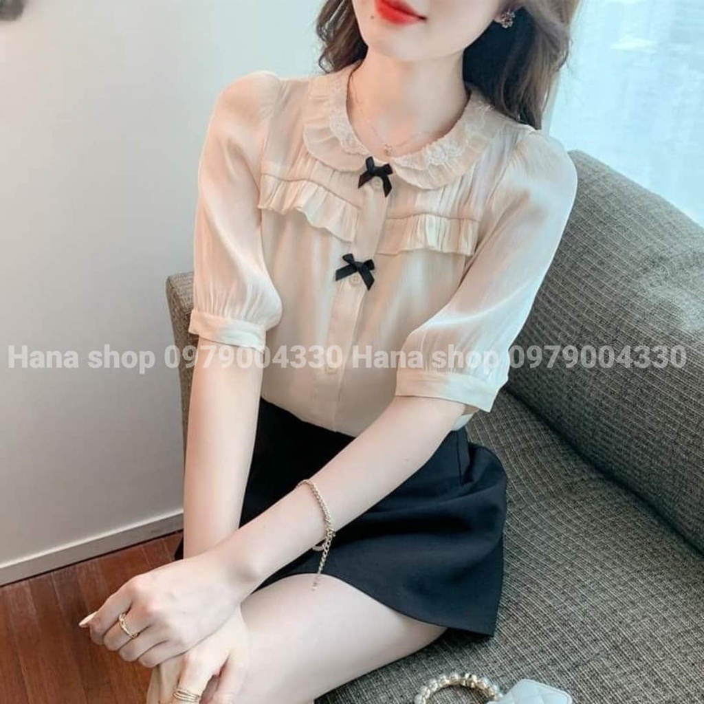 Áo sơ mi cổ bèo đính nơ (DTN)