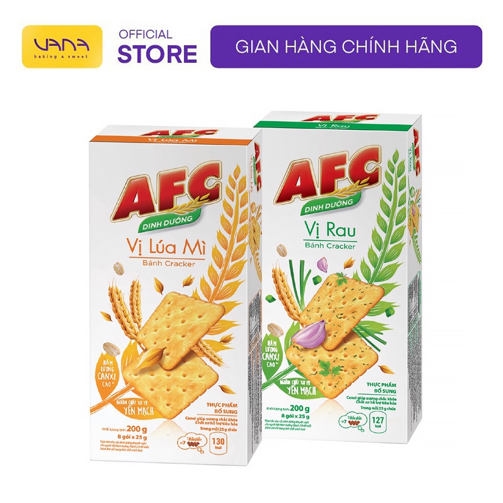 BÁNH QUY MẶN CRACKER AFC VỊ RAU/ LÚA MÌ HỘP 200GR