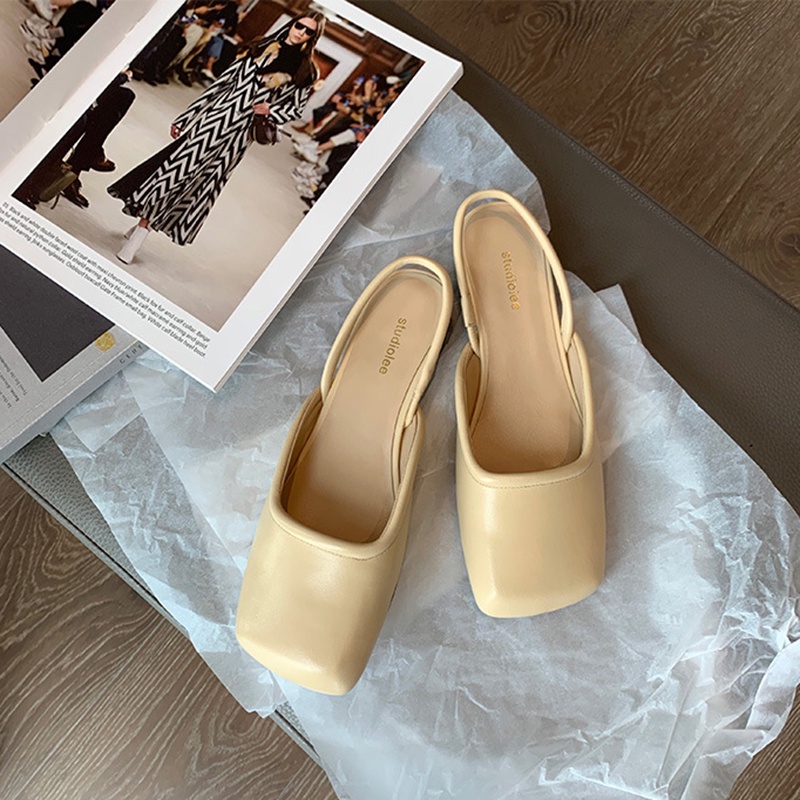 Giày sandal IELGY mũi vuông co giãn dễ phối đồ cho nữ