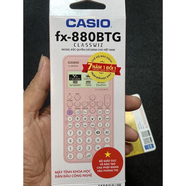 Casio fx 880 btg màu hồng chính hãng, bảo hành 7 năm