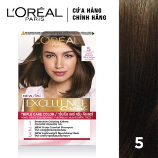 Kem Nhuộm Dưỡng Tóc Phủ Bạc L'oreal Excellence Cream 172ml - Màu 5 Nâu Hạt Dẻ