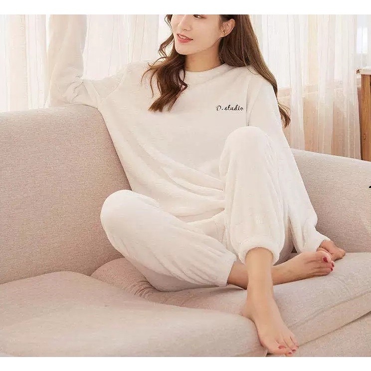 Bộ Đồ Ngủ FreeShip đồ mặc nhà nữ lót lông siêu ấm hàng Quảng Châu