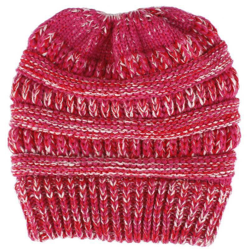 Mũ trùm đầu beanie dệt kim giữ tóc đuôi ngựa cao co giãn mềm mại thời trang mùa đông dành cho nữ