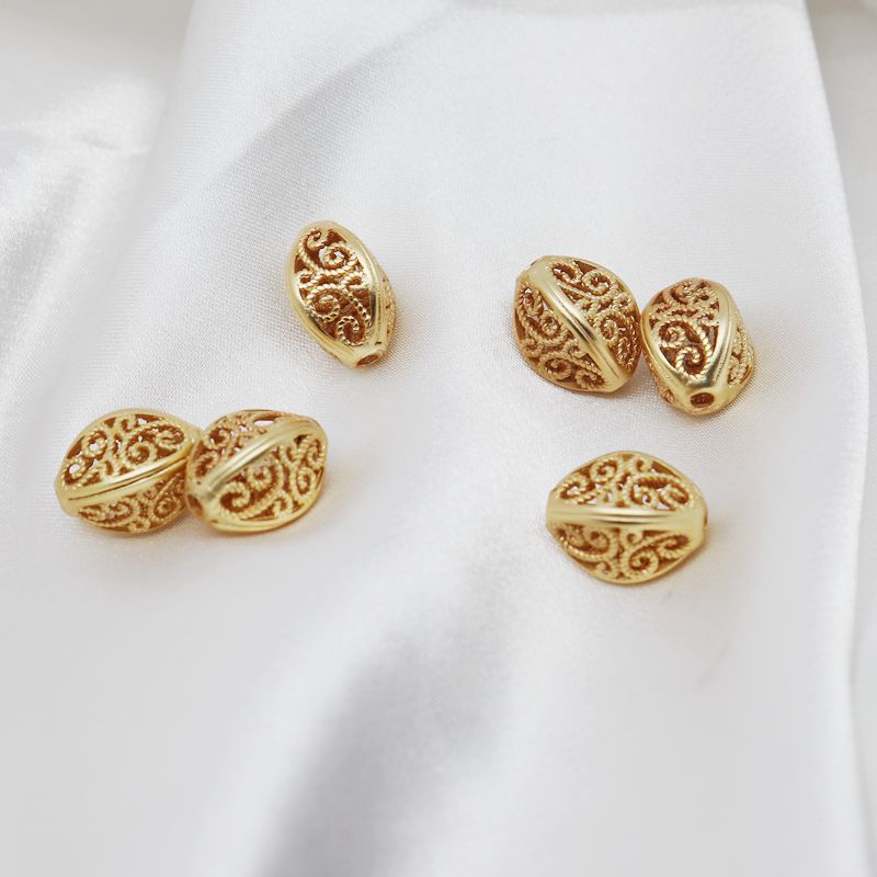 Hạt Đồng Mạ Vàng 18k Đục Lỗ Dùng Làm Vòng Tay diy