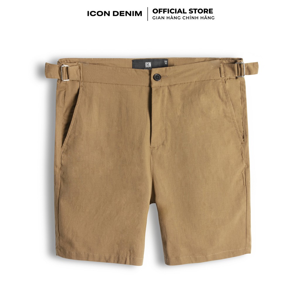 Quần Short Tây Nam ICON DENIM Vải Linen Lưng Tab Móc Khóa