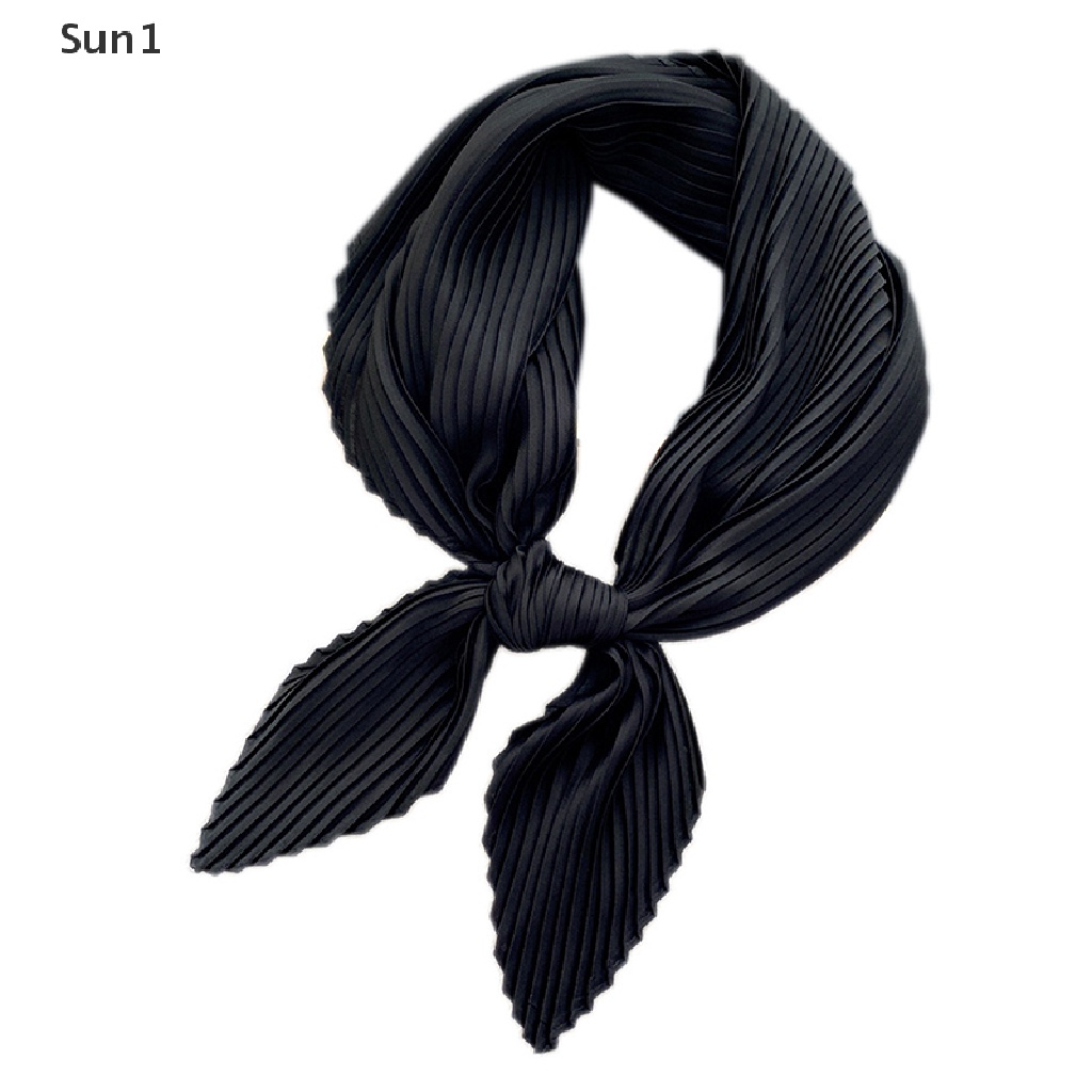 Sun1 &gt; Khăn Satin Xếp Ly Hình Vuông Thắt Nơ Cho Nữ
