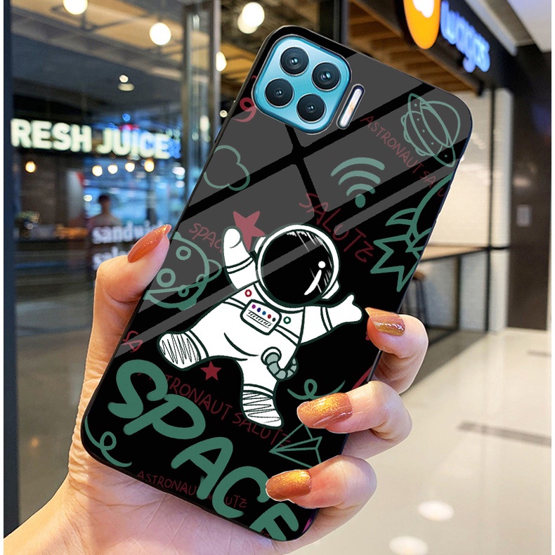 Ốp Lưng OPPO A73, A93 Ốp kính bóng cao cấp Phi Hành Gia