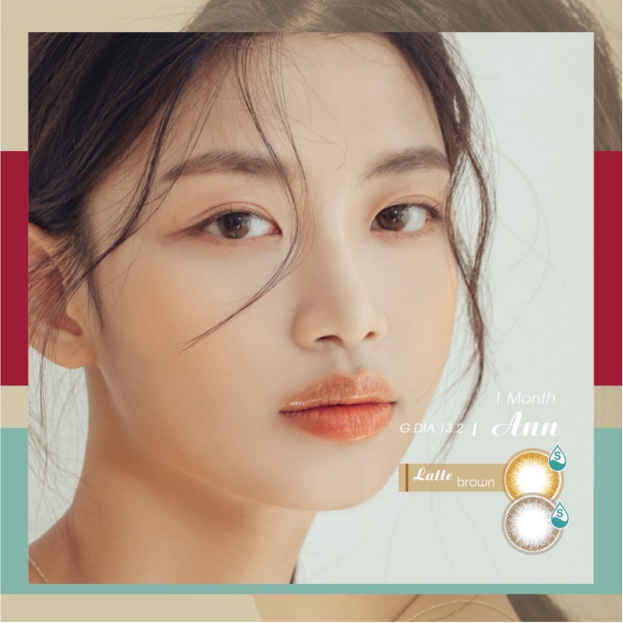 [𝗪𝗲𝗮𝗿𝗶𝗻𝗴 𝟭𝟮𝗵] Lens Mắt Cận Màu Nâu Latte Tự Nhiên ANN365 Dùng 1 Tháng Thoải Mái Suốt 12h Đeo