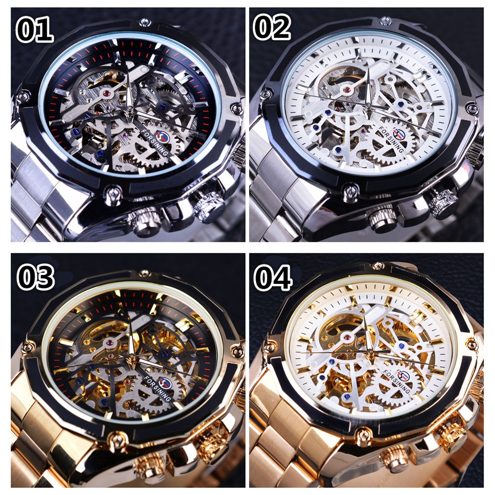 Đồng Hồ Cơ Tự Động Bằng Thép Không Gỉ Theo Phong Cách Steampunk | BigBuy360 - bigbuy360.vn