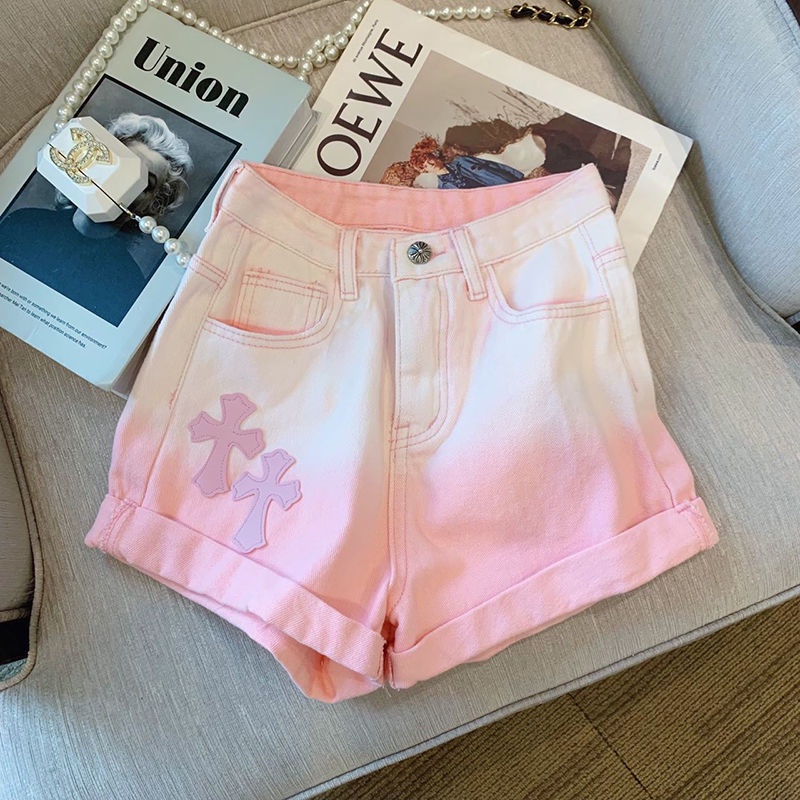 Quần Short Denim Lưng Cao Thêu Chữ Thập Thời Trang Mùa Hè Mới Cho Nữ