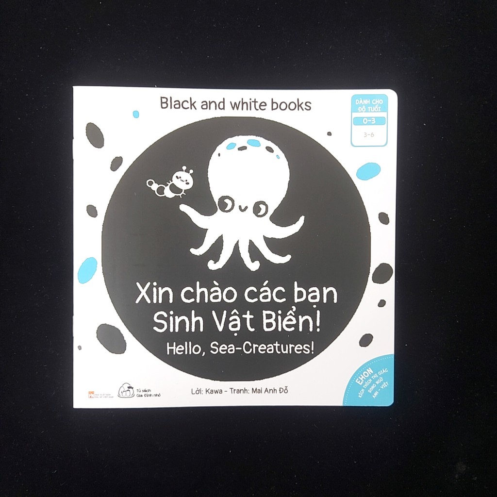 Sách- Ehon Kích Thích Thị Giác Black and white (tặng kèm bóng vải) Monty club