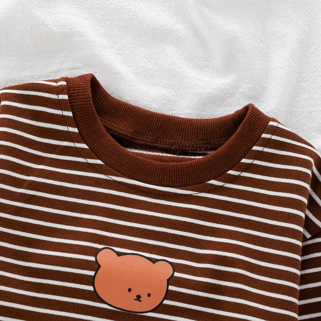 Áo Liền Quần Tay Dài Hoạ Tiết Kẻ Sọc Cho Trẻ Sơ Sinh