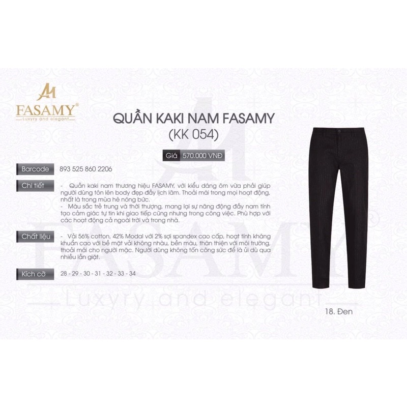 Quần Kaki Nam Fasamy