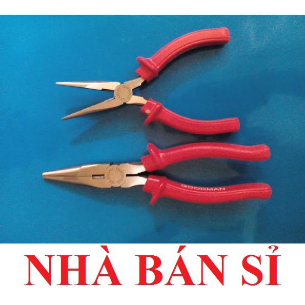 Kềm Nhọn, Kìm Nhọn GOODMAN Cán Đỏ Cao Cấp Full Size 5'' 125mm - 6&quot; 150mm - 8&quot; 200mm (Chính Hãng)