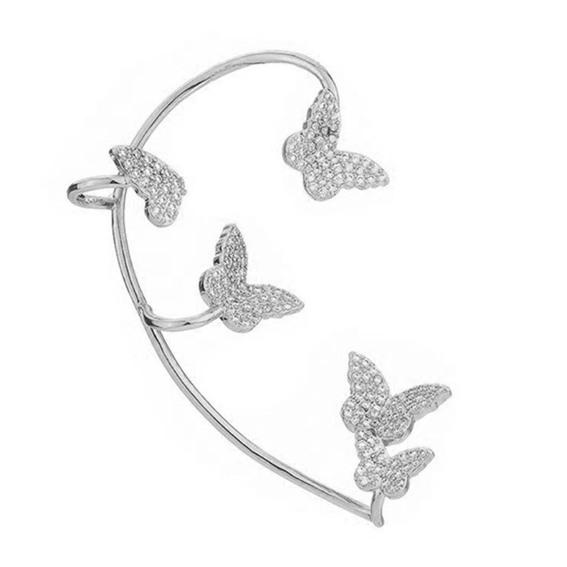 Khuyên Kẹp Vành Tai Hình Bướm Đính Đá Zircon Lấp Lánh