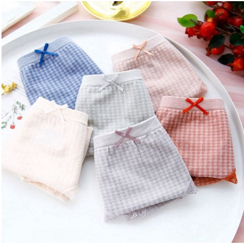 HỘP 5 Quần lót cotton HAVANA kẻ caro freesize 45-55kg LOTNU02