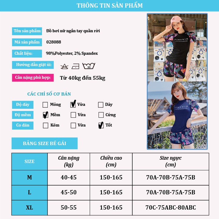 Đồ bơi cho nữ quần Short size từ 40kg đến 55kg | BigBuy360 - bigbuy360.vn