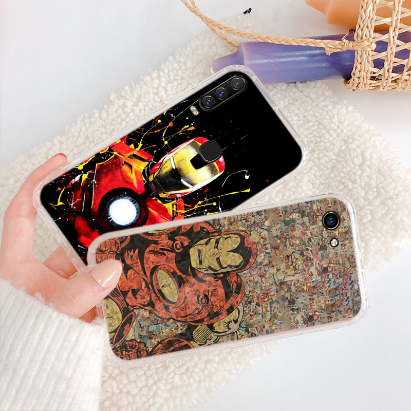 OPPO A3S A5 A37 A39 A5S A7 A59 F1S F3 A1 F5 F7 F9 Pro TPU transparent Soft Case 39HD Marvel Iron Man