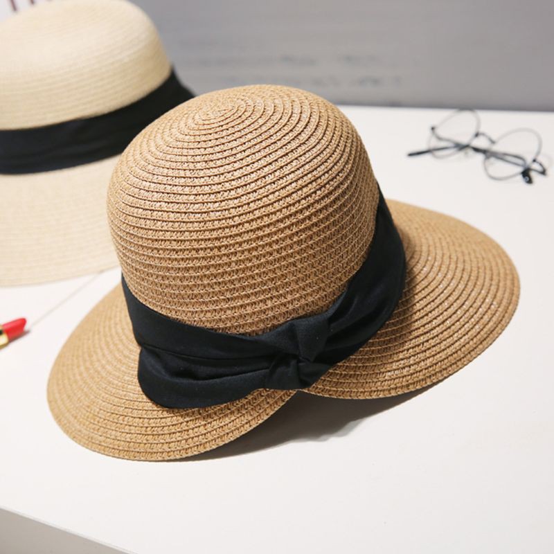 Mũ rơm vành tròn chống nắng phong cách Hàn quốc dành cho nữ