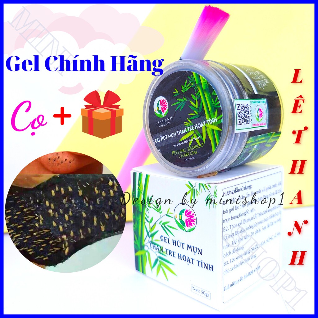 Gel lột mụn tre than hoạt tính hộp 50gr sạch mụn cám mụn đậu đen. TẶNG KÈM CỌ