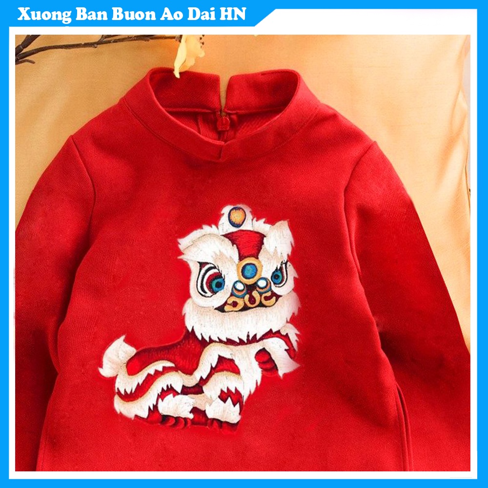 Áo Dài Bé Trai Thêu Kỳ Lân, ao cach tan  thiet ke tet