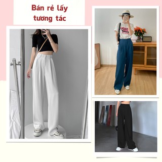 Quần ống rộng suông khóa trước lưng cao, vải tuyết mưa hàng loại đẹp, hàng bán trong shop