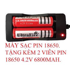 COMBO 2 Bộ sạc pin 3.7V 4200mAh Ultrafire 18650 Tự ngắt dùng cho đèn pin, quạt sạc,đèn laze, vvv cao cấp