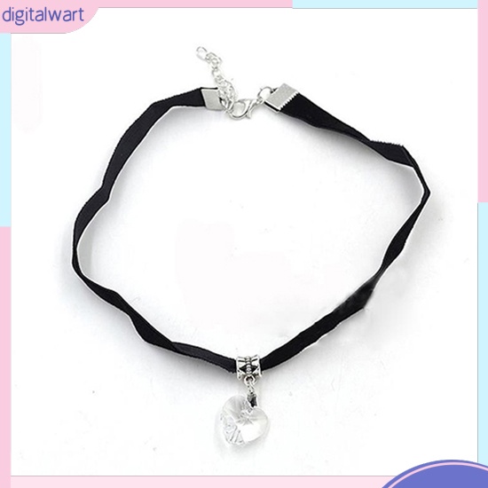 Vòng cổ choker nhung thiết kế đính đá hình trái tim phong cách cổ điển sang trọng dành cho nữ