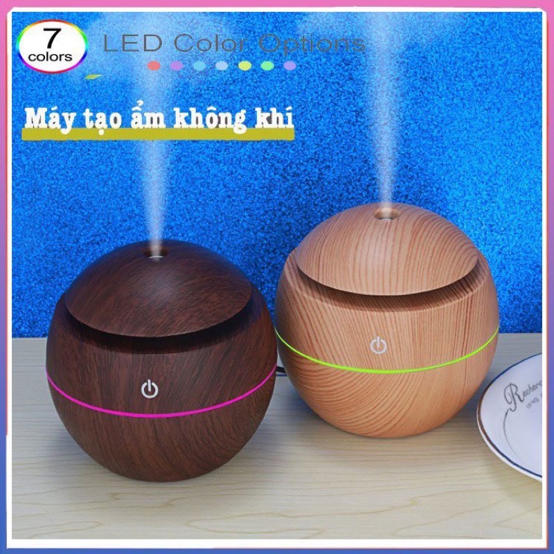 Máy tạo độ ẩm không khí, Máy khuếch tán phun sương làm mát hình tròn để bàn đèn led 7 màu
