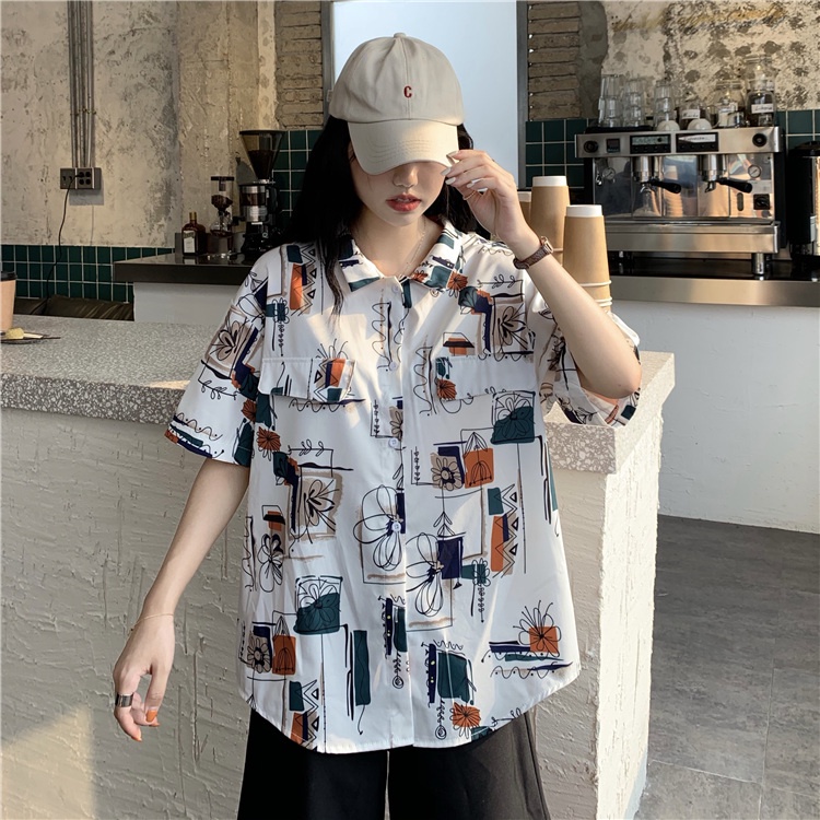 Áo Sơ Mi Nữ Cổ Chữ V In Họa Tiết Thời Trang Hàn Quốc Mới