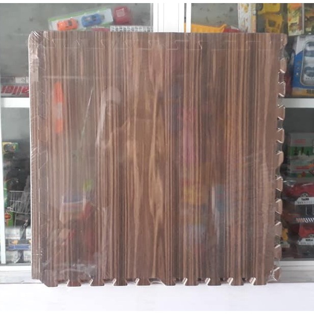[Shopee siêu rẻ] Bộ 6 miếng thảm xốp ghép màu vân gỗ sậm kích thước 60x60cm