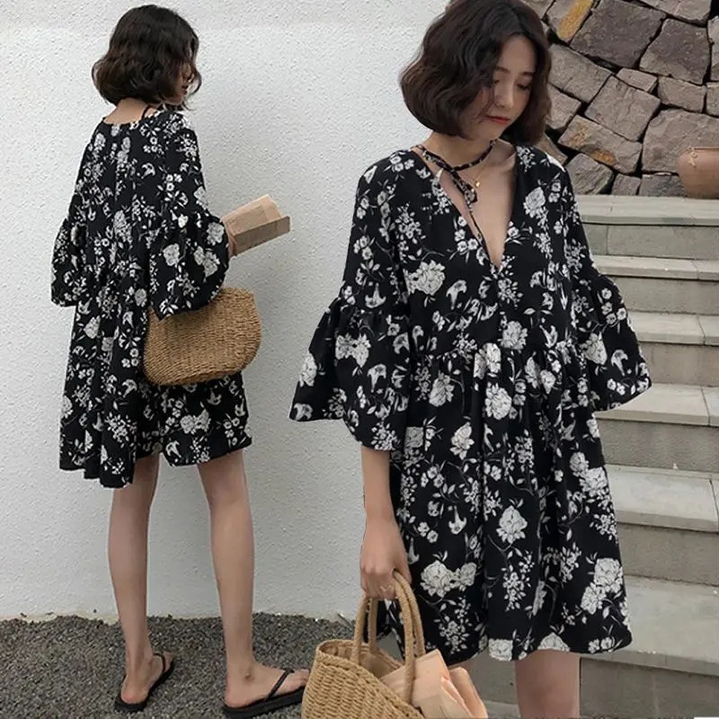 Đầm Hoa Cổ Chữ V Plus Size Dành Cho Nữ C9410 [50-100KG]